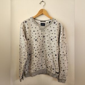 Scotch & Soda Mens Sweatshirt All Over Printed Navy Pattern Crew Neck Gray Large